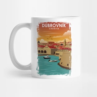 Dubrovnik Croatia Vintage Minimal Travel Poster Mug
